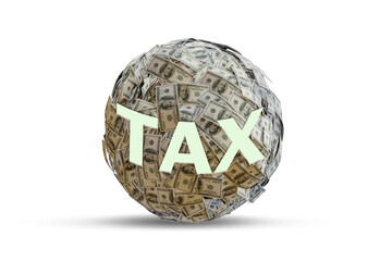 Tax concept with dollar ball - - 3d rendering