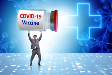 Businessman in covid-19 coronavirus vaccination concept