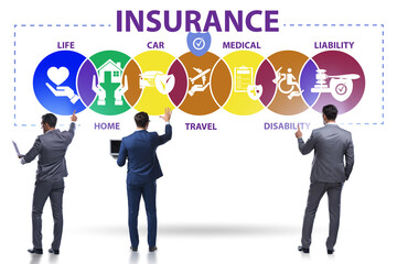 Concept of various types of insurance