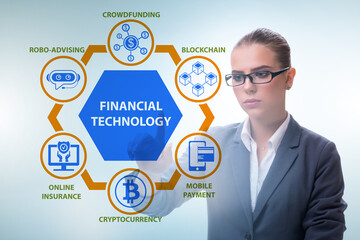 Businesswoman in financial technology fintech concept