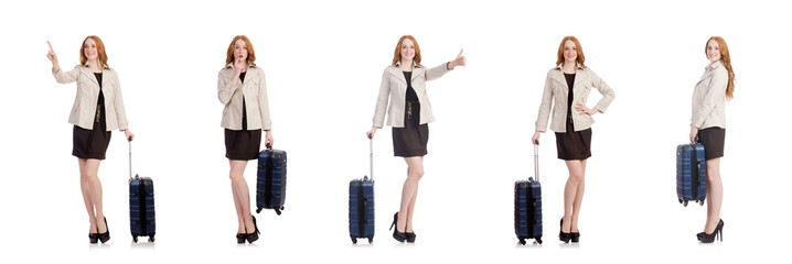 Obraz premium Travel vacation concept with luggage on white