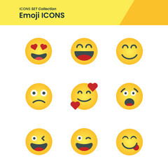 Illustration icons set of emoji love, yummy, smile and many more. perfect use for web pattern design etc.