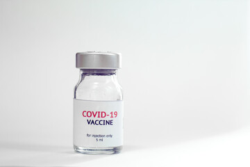  Vial Bottle of Covid-19 Vaccine in white background