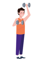 man lifting dumbbells character healthy lifestyle