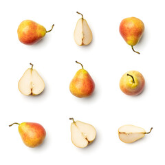 Collection of pears isolated on white background