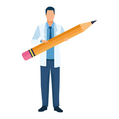 professional doctor with pencil character