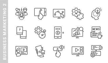 business marketing 2, elements of business marketing icon set. Outline Style. each icon made in 64x64 pixel