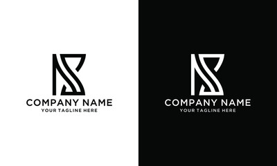 ns letter vector logo design vector template on a black and white background.