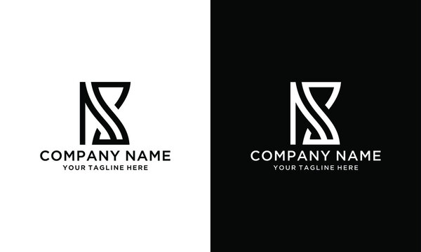 ns letter vector logo design vector template on a black and white background.