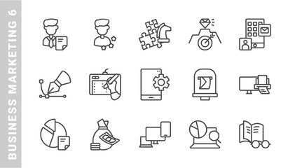 business marketing 6, elements of business marketing icon set. Outline Style. each icon made in 64x64 pixel