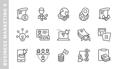 business marketing 9, elements of business marketing icon set. Outline Style. each icon made in 64x64 pixel