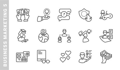 business marketing 5, elements of business marketing icon set. Outline Style. each icon made in 64x64 pixel