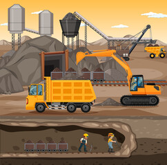 Fototapeta premium Underground landscape of coal mining