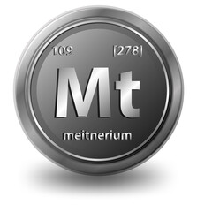 Meitnerium chemical element. Chemical symbol with atomic number and atomic mass.