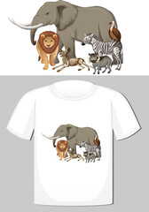Group of wild animals design for t-shirt