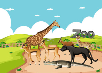 Gruppe wilder afrikanischer Tiere in der Zooszene © blueringmedia