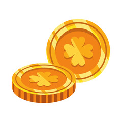 golden coins with clovers saint patrick icon