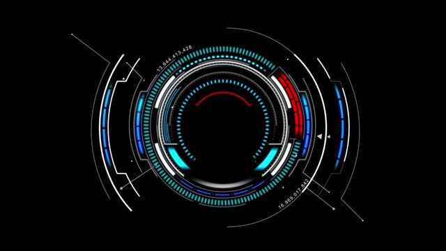 Circle HUD head-up display interface for technology cyber and futuristic concept on the dark background, with dark and grain concept
