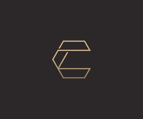 Abstract luxury letter C logo design template