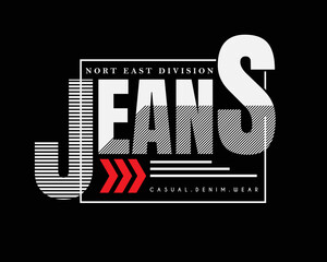 Vector illustration of text graphics, JEANS. suitable for the design of t-shirts, hoodies, etc.