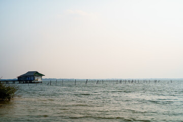 Landscape of house over the lake.