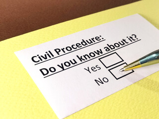 Obraz premium One person is answering question about civil procedure.
