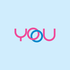 YOU letter with couple ring logo design vector