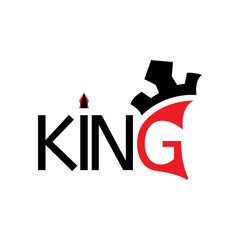 KING letter with crown logo design vector
