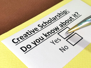 One person is answering question about creative scholarship.