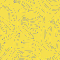 Minimalist bananas vector seamless pattern on a yellow background. Gray bananas background. Colors of the year 2021