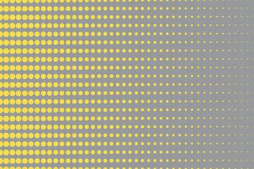 Modern halftone background in yellow and gray colors. Trendy 2021 colors of the year. Abstract poster with yellow dots