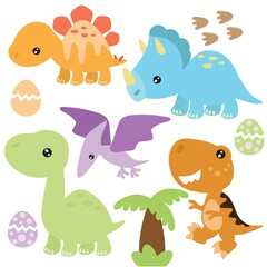 Naklejka premium Cute baby dinosaur vector cartoon illustration