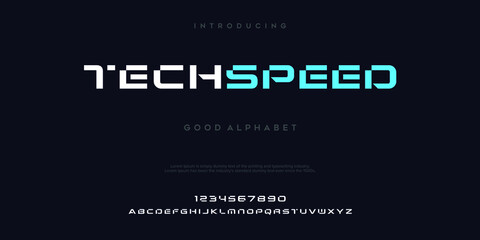 futuristic minimalist display font design, alphabet, typeface, letters and numbers, typography.