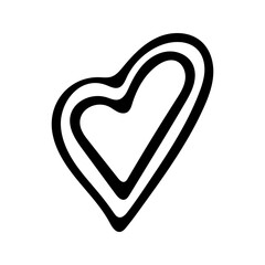 Hand Drawn Valentine Day Heart Vector Illustration in Doodle Style. Isolated Elements on White Background. Black and White Symbols of Love.