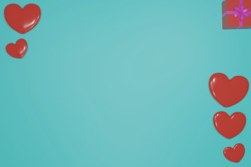 3 D illustration rendering valentine's Day Wallpaper gift red hearts background