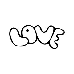 Hand Drawn Valentine Day Love Vector Illustration in Doodle Style. Isolated Elements on White Background. Black and White Symbols of Love.