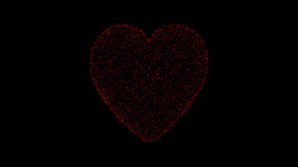 Red particle heart shape background, computer illustration graphic love and valentines day background concept
