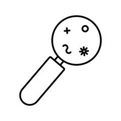 covid19 particles in magnifying glass line style icon