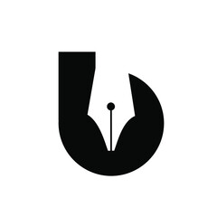 initial letter B pen nib black vector logo illustration design isolated background
