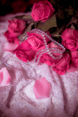 romantic roses and necklace