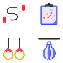 
Pack of Gym Accessories in Flat Icons
