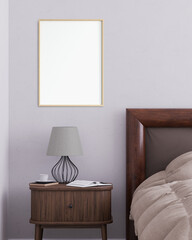 mock up poster frame in interior background. 3D Illustration