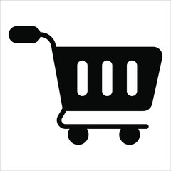 shopping cart vector glyph icon, shopping and discount sale icon.