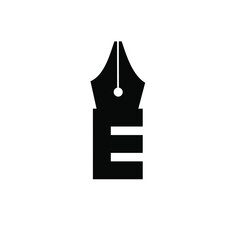 letter E pen logo icon design