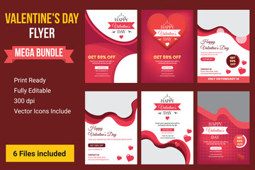 Valentine's day banners set. Valentine's day night vector poster design template. Valentine's Day Restaurant Menu Template Background for Romantic Dinner Event, Set of Valentine's day invitation flyer