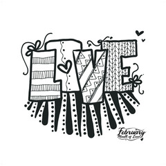 love, heart, vector illustration hand drawing, doodle, for valentines day special, black and white cutie heart and all of 