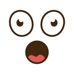 cartoon face with eyes and mouth open emoticon icon