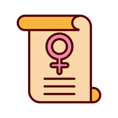 female gender symbol in parchment flat style icon