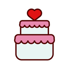 heart love symbol in sweet cake flat style icon