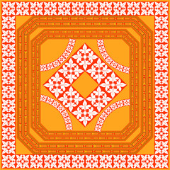 vector scarf with colored frame. Abstract seamless vector pattern with hand drawn elements. 